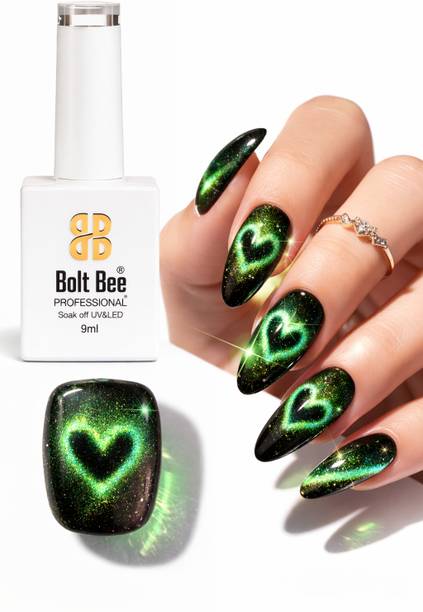 BOLT BEE 9D Galaxy Cat Eye Gel Nail Polish Glitter Magnetic Art Polish Green
