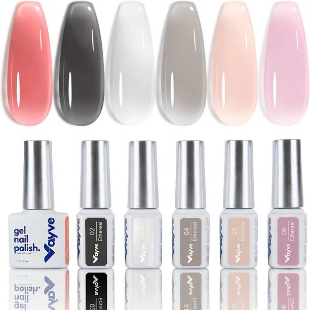 Vayve UV Gel Nail Polish Set Jelly Nude Pink Red Gray Black White Gel Polish Kit 7.5ml Ethereal