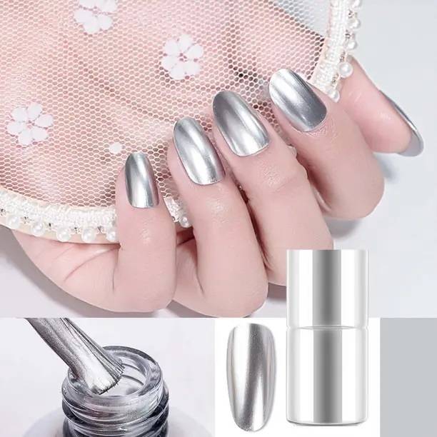 GABBU Mirror Metallic Nail Polish High Shine & Longlasting Brightness Silver