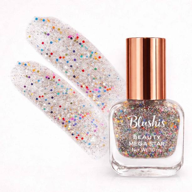 BLUSHIS Mega Star Multi-Color Glittery | Quick Dry | Long Lasting | Premium Nail Enamel Celestial Spark