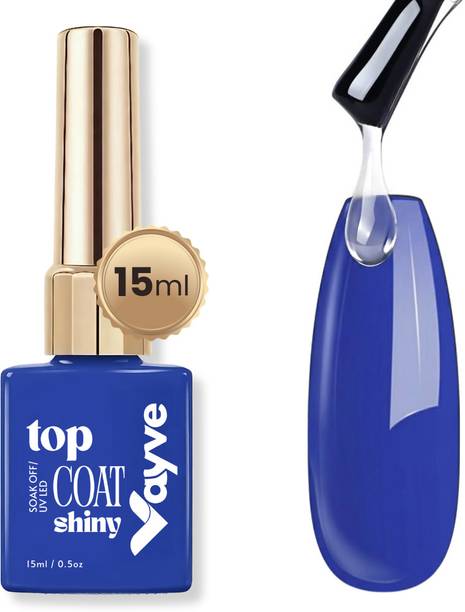 Vayve No Wipe Top Coat Gel Nail Polish | High Gloss Soak Off UV/LED Nail Gel Polish | Long Lasting Shiny Finish | Salon Quality Clear Top Coat (15ml)