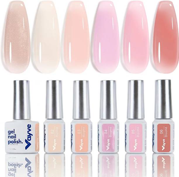 Vayve UV Gel Nail Polish Set Aesthetic Nude Icy Shades Gel Polish Kit Nail Gel 7.5ml Bloome