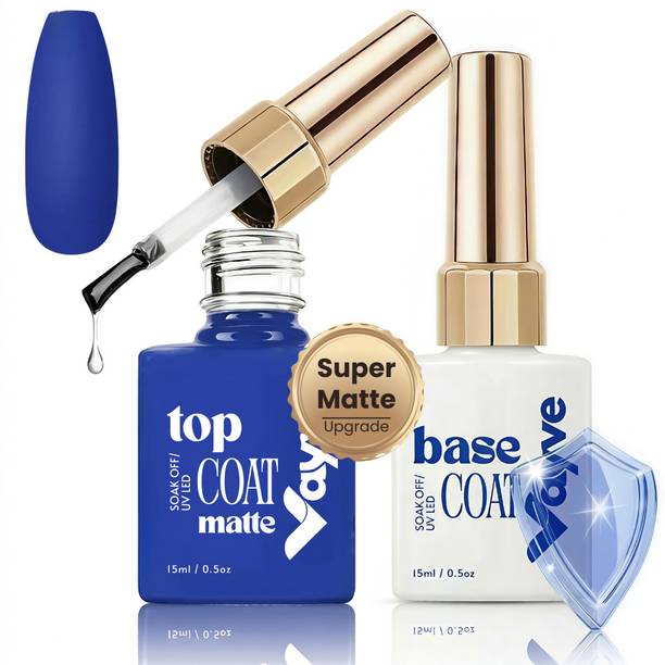 Vayve Matte Top Coat and Base Coat Gel Nail Polish Set, Soak Off UV LED Nail Gel Matte Nail Art, Long Lasting No Chip Gel Polish, DIY Salon Nail Kit 15ml Clear