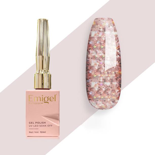 Emigel Professional UV Gel Nail Polish GLITTER 020|Cured With UV LED Lamp, Super Glossy Finish, 12ml MOUNTBATTEN GLITTER