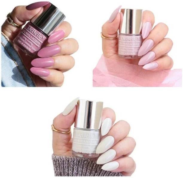 DeBelle Gel Nail Lacquer 8 ml each Combo kit of 3 Laura Aura,Vintage Frost , Natural Blush