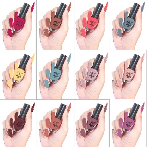 HOOT Glossy Finish Nail Paint | Long lasting, Quick Dry Paint With Chip Resistant | 12 Different Vibrant Kit