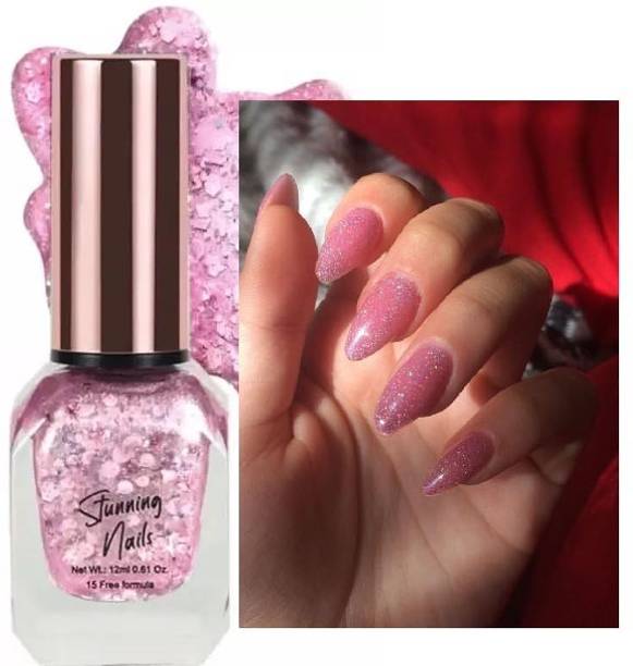 GABBU Long Lasting, Chip resisting Glitter Gel Nail Paint PINK GLITTER