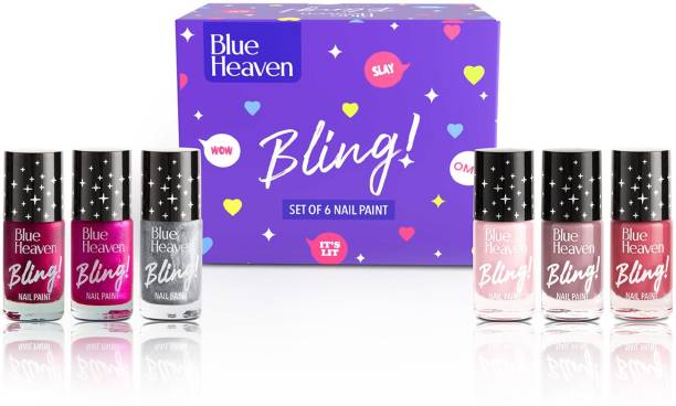 BLUE HEAVEN Bling Combo, matte & pearly shades, Long Lasting Chip Resistant Drama Queen Edition