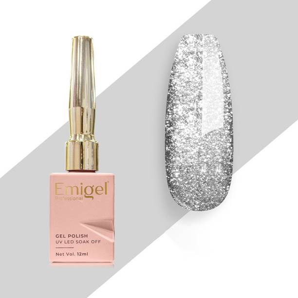 Emigel Professional UV Gel Nail Polish SILVER 187|Cured With UV LED Lamp, Super Glossy Finish, 12ml CASCADE SILVER
