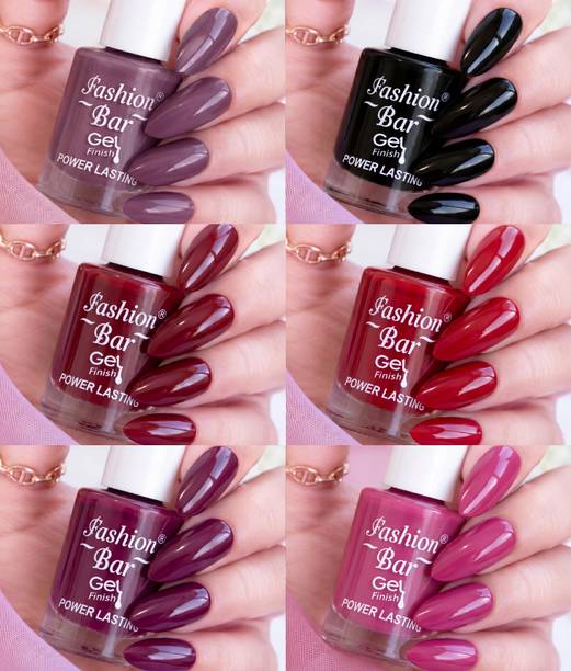 Fashion Bar New Gloss Gel High Shine Nail Polish Pack of 6PC F661 Multicolor