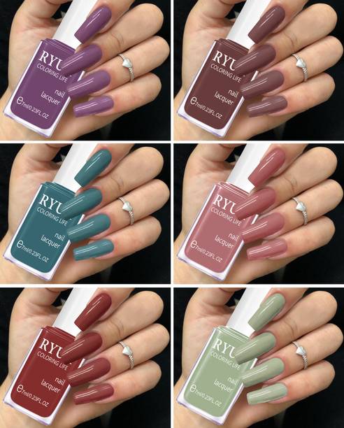RYUK Gloss Gel Like Shine Nail Polish Set for Stunning Nails Pack of 6 Multicolor