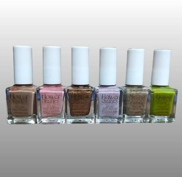 Flower Organics Nail_Polish 04CHAMPAGNE, 08LILACFLOWER, 07LOVETHELAVANDER, 09BEIGEFLOWER, 14OXIDISED, 33LOVETHESKY