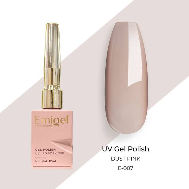 Emigel Professional UV Gel Nail Polish Pink 007 | Cured With UV LED Lamp, Super Glossy Finish, 12ml DUST PINK