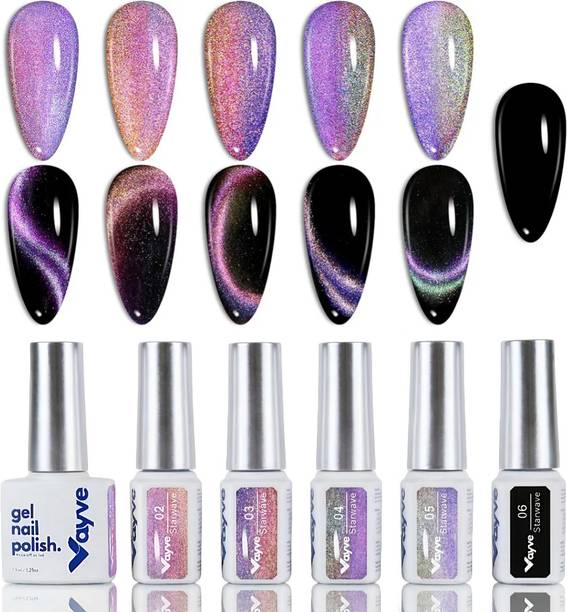 Vayve Cat Eye Gel Nail Polish Set Chameleon Glitter UV Gel Nail Polish Combo Set 7.5ml Starwave