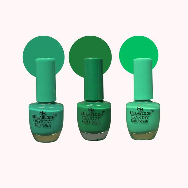 BellaBloom Matte Liquid Green Nail Polish in Premium quality (combo set 3) dark green, sea green, peacock green