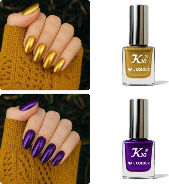 K10 Trendy Color Nail Paint Golden,Purple