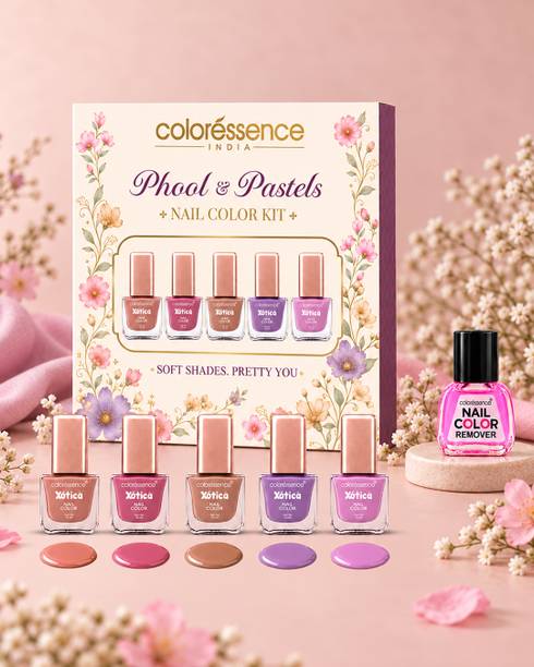 COLORESSENCE Phool & Pastels Xotica Nail Polish kit with Nail Paint Remover | Glossy Finish Phool & Pastels
