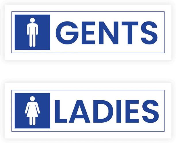 SignsExpress Plastic Washroom Name Plate for Door or Wall, Pair of Male and Female, Signboard 12x4 Inch Name Plate