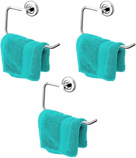 Impulse by Plantex Towel Ring for Bathroom/Wash Basin/Napkin-Towel Hanger (Chrome-Half Square) Set of 3 Napkin Rings