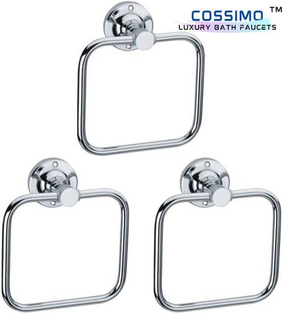 RSP Quality Bit SQT-06 Stainless Steel Towel Ring for Bathroo(Chrome-Square) - Set of 3 Set of 1 Napkin Rings