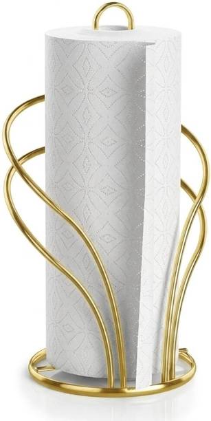 MFU-MADE FOR YOU Gold Metal Kitchen Tissue Roll Holder | Modern Rust-Free Paper Towel Stand Set of 1 Napkin Rings