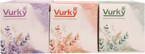 Vurky Cube Tissue – 3in1 Combo | 3 Boxes × 100 Pulls | Soft & Compact for Travel Multicolor Paper Napkins