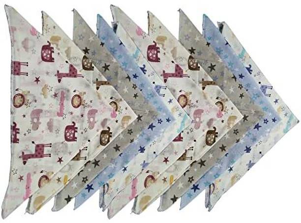 Trance Home Linen 100% cotton malmal Baby Handkerchief| Napkins Stars and Animals (Pack of 10) Stars and Animals Cloth Napkins