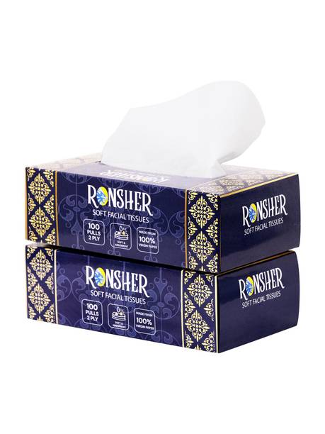 RONSHER 2-ply Premium Facial tissue paper| 100 pulls |Pack of 2