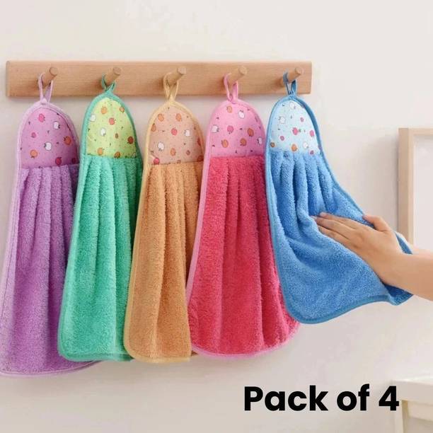 VarniEcom Microfibre Wash Basin Towel and Kitchen Napkins(Set of 4) Multicolor Cloth Napkins