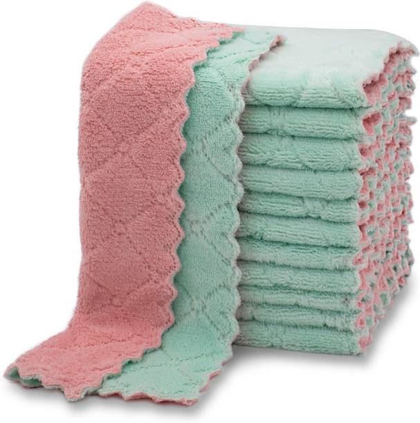 HSR Small Size Kitchen Dish Cleaning Nonstick Oil Coral Velvet Microfiber Wipes Multicolor Cloth Napkins