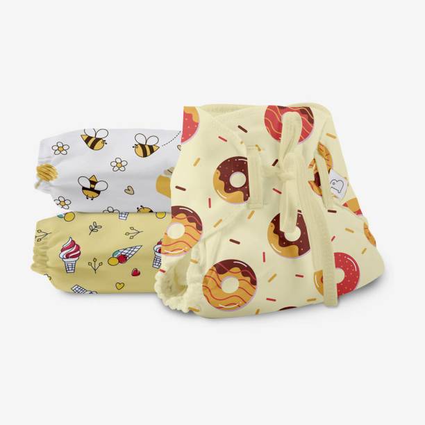 Superbottoms Organic Cotton Padded Baby Nappy/Langot- Gentle Elastics & SuperDryFeel Layer(Sweet Tooth, Size 2 (Fits 5-10 kg)), Pack of 3