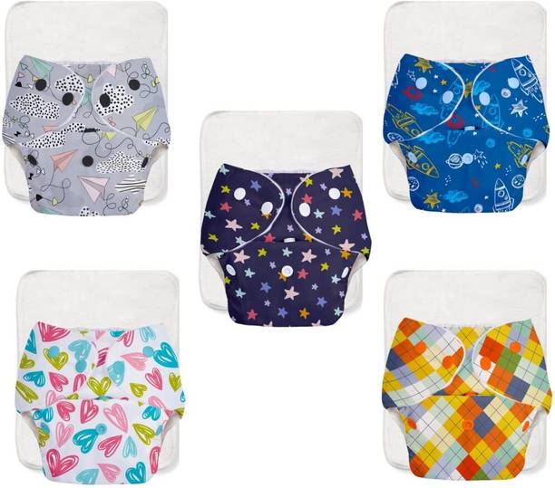 Superbottoms Basic Reusable Cloth Diaper with NEW Quick Dry UltraThin pads 5 Shell + 5 Pads