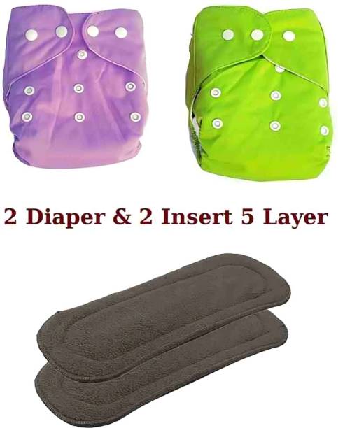 Profecto BABY CARE BEST QUALITY AND USEFUL COMBO OF 2 CLOTH DIAPERS AND 2 INSERT PADS - M - L