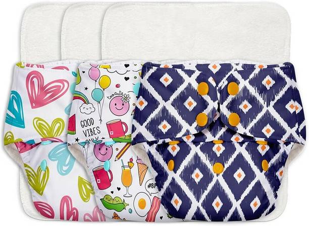 Superbottoms 3 BASIC Reusable Cloth Diaper for babies 0-3Y with dry feel pad/insert-Assorted