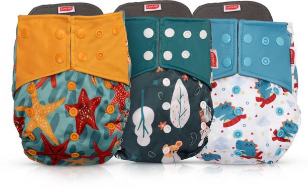LuvLap Reusable Baby Cloth Diapers Combo pack of 3, Blue & pink,