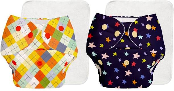 Superbottoms Pack of 2 BASIC Reusable Cloth Diapers | Adjustable, Washable |3M-3Y