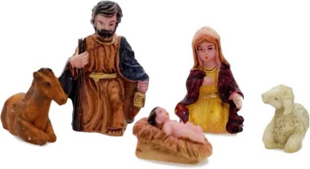 SUNINOW 5 Piece Christmas Nativity Crib Set Decoration Baby Jesus Separate Pieces 3 cm Pack of 5