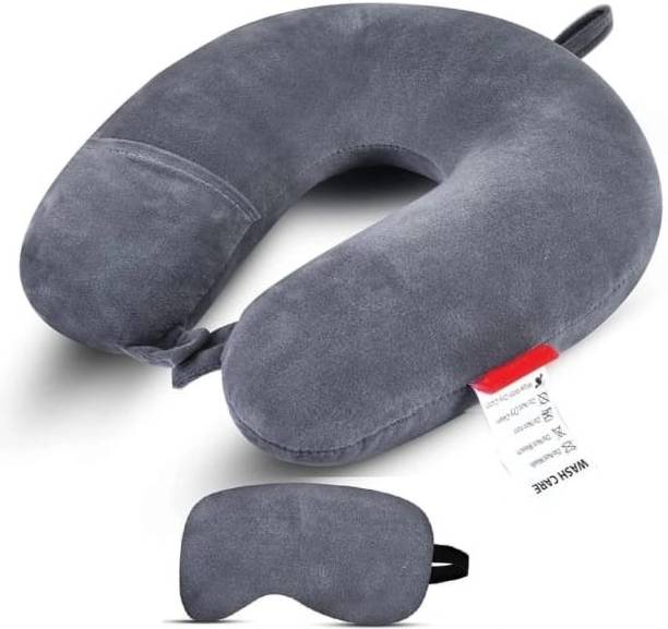 tyagicollections Grey U Shape Neck Pillow travelling headrest, Multipurpose neck rest Neck Pillow & Eye Shade