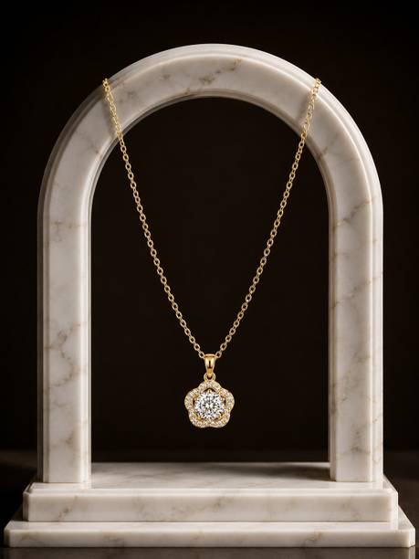 Cubic Zirconia Gold-plated Plated Stainless Steel Necklace