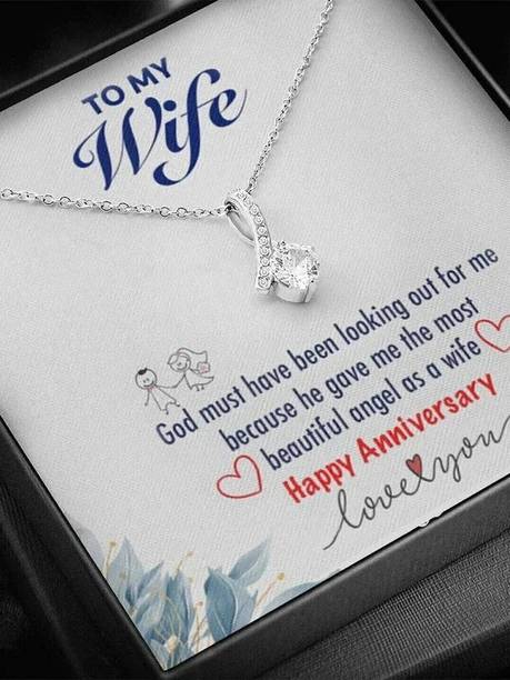 FABUNORA Special Anniversary Gift To Wife - 925 Sterling Silver Necklace Gift Set Cubic Zirconia Sterling Silver Chain