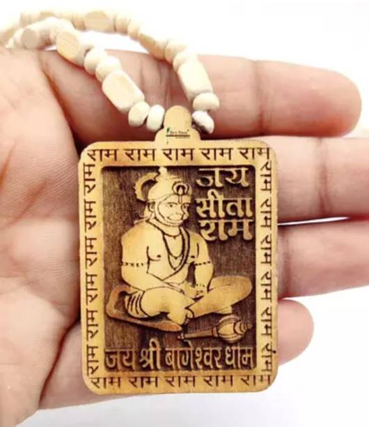 oyssta Tulsi Wood Kanthi Mala with Wooden Hanuman ji Locket Brown Beads Wood Chain Set