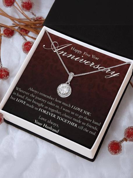 FABUNORA Anniversary Gift For Wife - 925 Pure Silver Pendant with Purity Certificate Cubic Zirconia Sterling Silver Plated Sterling Silver Chain