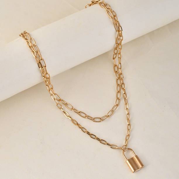 Lock 'N' Chain Gold Plated Necklace Gold-plated Plated ...