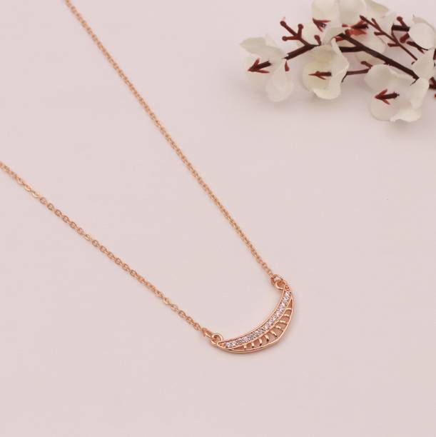 BELWICK American Diamond Rose Gold Necklace Chain Diamond Brass Plated Brass Necklace