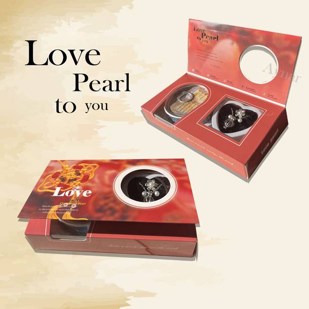 Aynar Pearl Necklace Surprise Gift Box | Romantic Love Jewelry Gift for Women Pearl Silver Plated Alloy Necklace Set