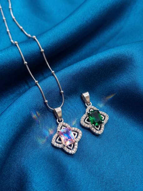 RK_S67 Swarovski Crystal, Emerald Alloy Necklace Set