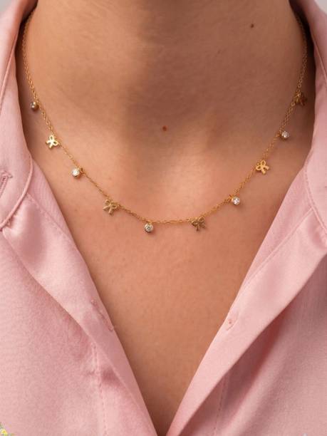NECKLACE FOR WOMEN SIMPLE Cubic Zirconia Gold-plated Plated Brass Necklace