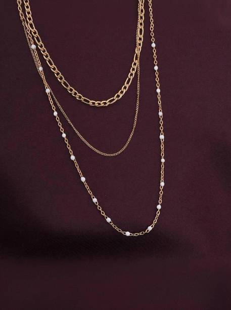 Moonlight Layered Necklace Pearl Gold-plated Plated Stainless Steel Necklace