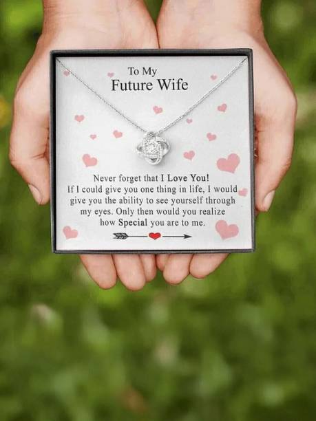 FABUNORA Best Unique Gift For Wife To Be Pure 925 Sterling Silver Necklace & messge card Cubic Zirconia Sterling Silver Chain