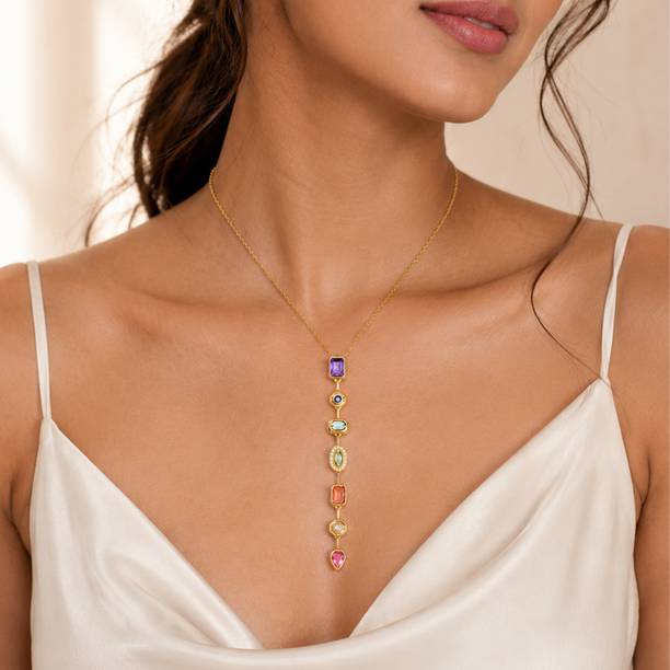 Elegant Multicolor Crystal Drop Necklace Swarovski Crystal Gold-plated Plated Crystal, Copper Necklace